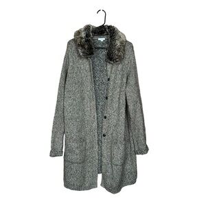J. Jill Marled Knit Duster Faux Fur